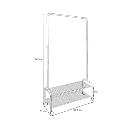 Вешалка для плечиков ZMI "Валенсия-32М", 1620х915х300 мм, 2 полки, передвижная, металл, черная, ВГВ32М Ч 700926 - МСК «Форвард»