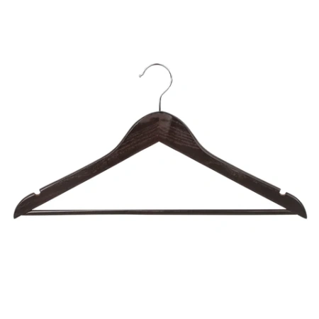 Вешалки-плечики, размер 48-50, КОМПЛЕКТ 5 шт., дерево, перекладина, цвет шоколад, BRABIX "Стандарт", 601162 - МСК «Форвард»