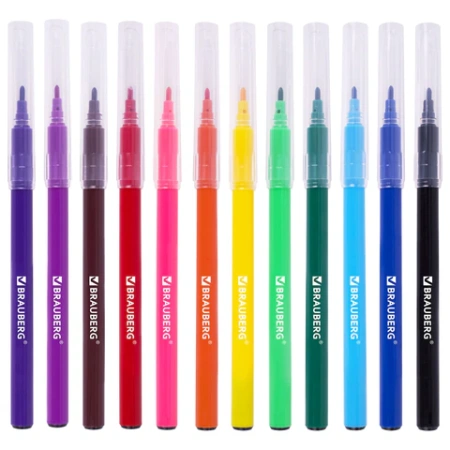 Фломастеры кросс-серия МИЛЫЕ КОТЫ, 12 цветов, вентилируемый колпачок, картонная коробка с европодвесом, BRAUBERG, 152620 - МСК «Форвард»