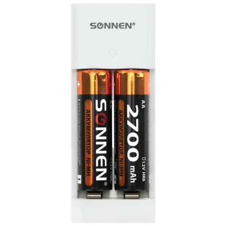 Зарядное устройство с аккумуляторами 2 шт. AA (HR6), 2700 mAh, SONNEN BC2, в блистере, 454239 - МСК «Форвард»