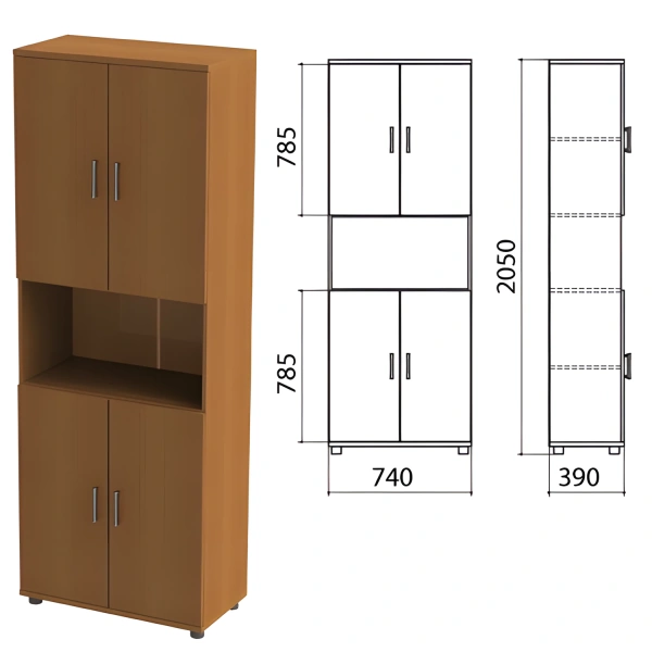 Шкаф полузакрытый "Монолит", 740х390х2050мм, цвет орех (КОМПЛЕКТ) , 980082