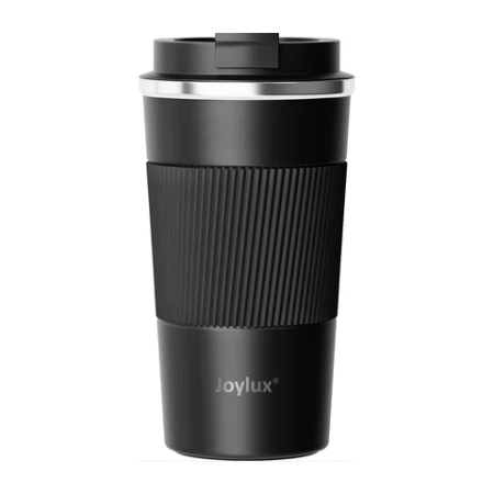 Термокружка 510 мл JOYLUX (ДЖОЙЛЮКС) EVERY DAY, нержавеющая сталь SUS304, силиконовый рукав, черный матовый, 700292 - МСК «Форвард»