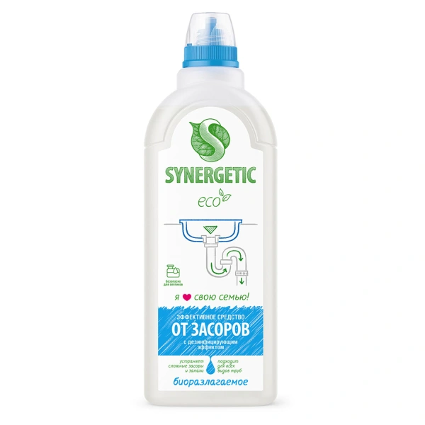 Средство для прочистки канализационных труб с дезинф. эффектом 1л SYNERGETIC,био,для труб и септиков 605562