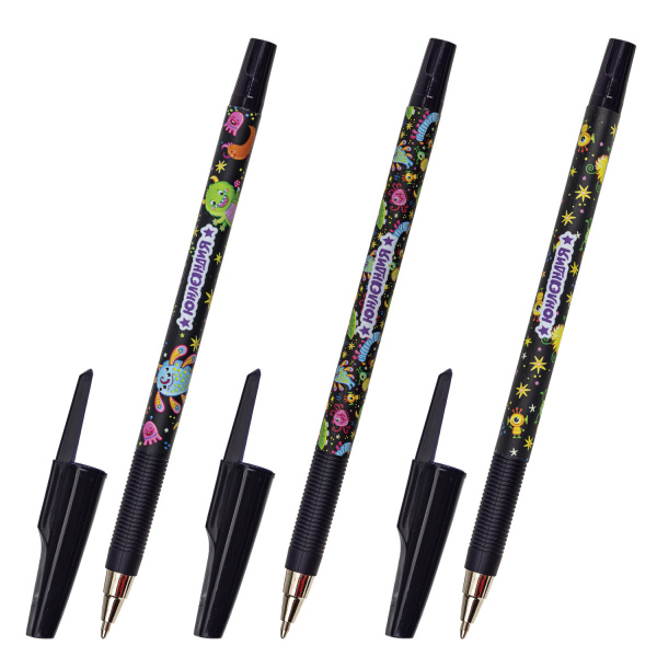 Ручка шариковая ЮНЛАНДИЯ "CUTE MONSTER", синяя, SOFT-TOUCH покрытие, узел 0,7мм, линия 0,35мм,143730