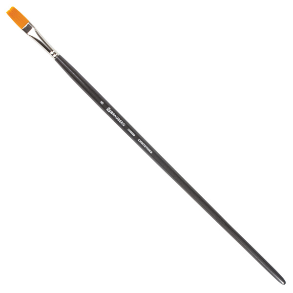 Кисть художественная проф. BRAUBERG ART CLASSIC, синтетика жесткая, плоская, № 8, длинная ручка 200666