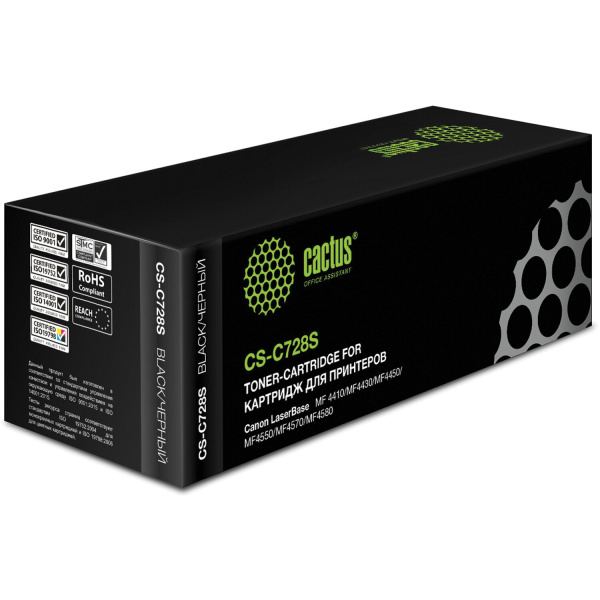 Картридж лазерный CACTUS (CS-C728S) для CANON MF4410/4430/4450/4550dn/4580dn, ресурс 2100 стр CS-C72 361987