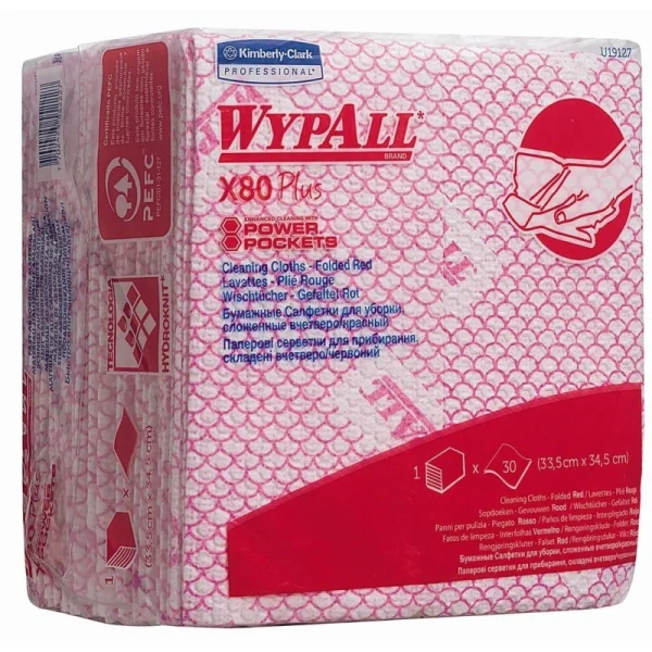 Материал протирочный нетканый Kimberly-Clark  WypAll X80 Plus красный 30л/уп 19127 (KFC) 1722620 - МСК «Форвард»