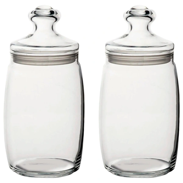 Банки с крышками для сыпучих продуктов, КОМПЛЕКТ 2шт, объем 1100мл, стекло, Cesni, PASABAHCE 97425 605191