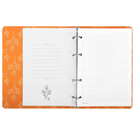 Тетрадь на кольцах А5 160х212 мм, 120 листов, картон, выборочный лак, клетка, BRAUBERG, "Flowers", 404729 - МСК «Форвард»