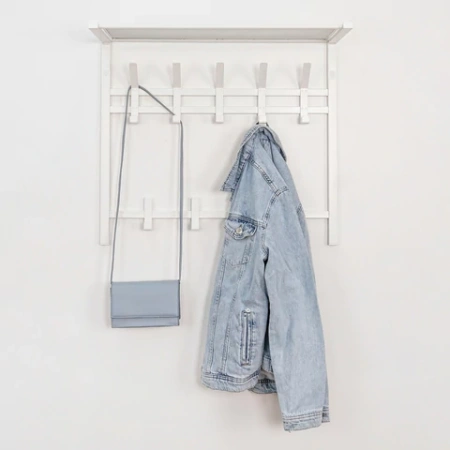 Вешалка настенная с полкой 2 яруса ZMI "Торонто-22", 585х670х270 мм, 9 крючков, металл, белая, ВСПТ22 Б 700939 - МСК «Форвард»