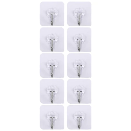 Крючки самоклеящиеся универсальные 6х6 см, КОМПЛЕКТ 10 шт., сталь + ПВХ, LAIMA Home, 608791 - МСК «Форвард»