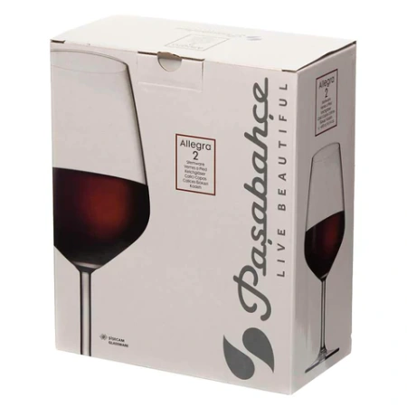 Бокал для вина на ножке, 490 мл, СРЕДНИЙ РАЗМЕР, КОМПЛЕКТ 2 штуки, стекло, PASABAHCE "АЛЛЕГРА", фирменная подарочная упаковка, 440065 700566 - МСК «Форвард»