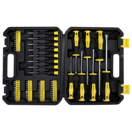 Набор отверток и бит, 65 предметов, двухкомпонентные рукоятки, пластиковый кейс, ГРАНДМАСТЕР, 671334 - МСК «Форвард»