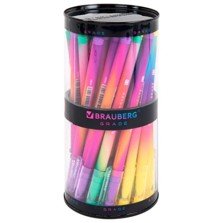 Ручка гелевая BRAUBERG GRADE NEON, ЧЕРНАЯ, игольчатый узел 0,5 мм, линия письма 0,3 мм, 144285 - МСК «Форвард»