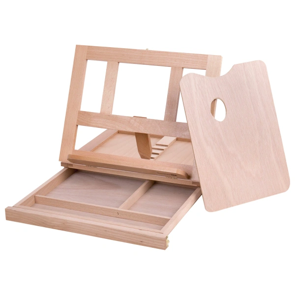 Мольберт настольный из бука с выдвижным ящиком, 34,5х26х27см, холст до 30см, BRAUBERG ART,192247