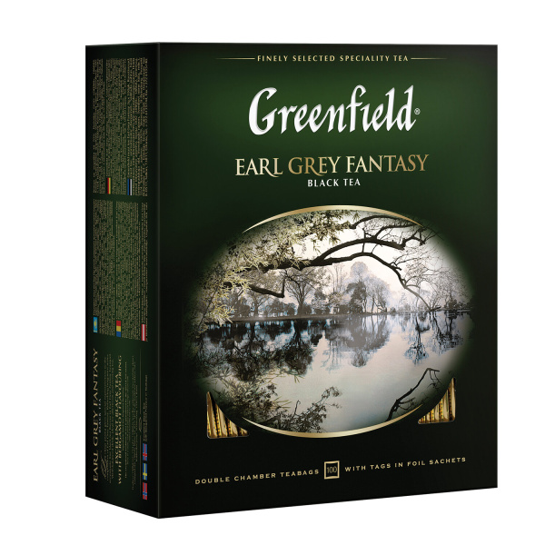 Чай GREENFIELD "Earl Grey Fantasy" черный с бергамотом и цитрусом, 100 пак. в конвертах по 2г,05848  620392