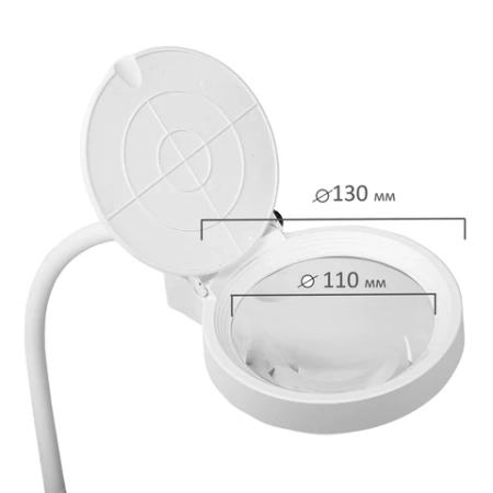 Лупа настольная с LED-ПОДСВЕТКОЙ, диаметр 110 мм, увеличение 3, корпус белый, BRAUBERG, 455930 - МСК «Форвард»