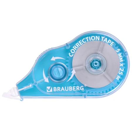 Корректирующая лента BRAUBERG MAXI PLUS, 5 мм х 25 м, механизм перемотки, корпус голубой, блистер, 272500 - МСК «Форвард»