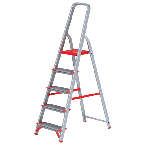 Стремянка алюминиевая 5 ШИРОКИХ СТУПЕНЕЙ 13см, площадка 1,1м, до 225кг, вес 6кг НОВАЯ ВЫСОТА 3117105 604886