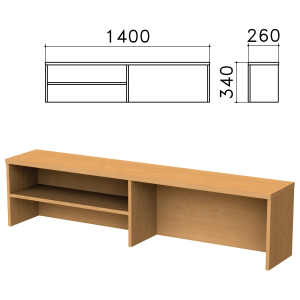 Надстройка для стола письменного "Монолит" (ш1400*г260*в340 мм), 1 полка, цвет бук, НМ38.1 640195