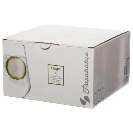 Стакан низкий, объем 425 мл, КОМПЛЕКТ 4 штуки, стекло, PASABAHCE "АЛЛЕГРА", фирменная подарочная упаковка, 41536 700594 - МСК «Форвард»