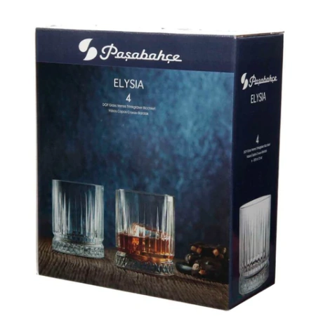 Стакан низкий, объем 355 мл, КОМПЛЕКТ 4 штуки, стекло, PASABAHCE "ЭЛИЗИЯ", фирменная подарочная упаковка, 520004 700593 - МСК «Форвард»