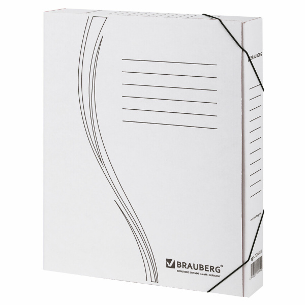Папка архивная с резинкой А4 (325х250мм), 45мм, до 400л,плотн,микрогофрокартон,БЕЛАЯ,BRAUBERG,126511