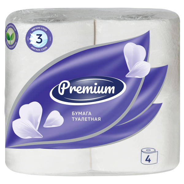 Бумага туалетная OfficeClean "Premium" 3-слойная, 4шт., тиснение, белая 279673