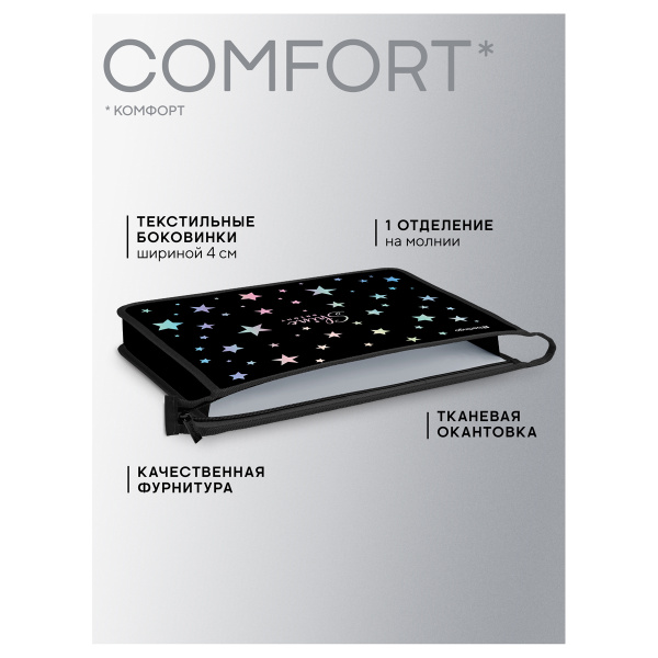 Папка для тетрадей 1 отделение, А4 Berlingo "Shine", 340*245*40 мм, пластик, на молнии PP04-EXA-1209 390080 - МСК «Форвард»