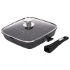 Сковорода ГРИЛЬ квадратная 26 см, съемная soft-touch ручка, крышка, антипригарное покрытие, МЕЧТА "Гранит Black", с066802 700718 - МСК «Форвард»