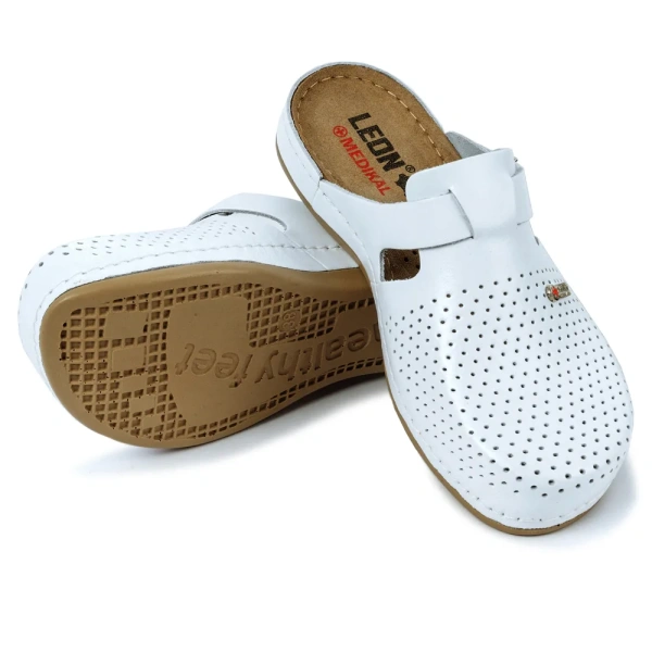 Сабо женские Leon MED951 ПУ из натуральной кожи белые размер 38 с ремешком 1421514