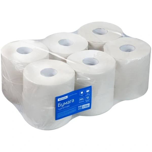 Бумага туалетная OfficeClean Professional(T2), 1-слойная, 200м/рул., КОМПЛЕКТ 12шт цвет натуральный 254459  - МСК «Форвард»