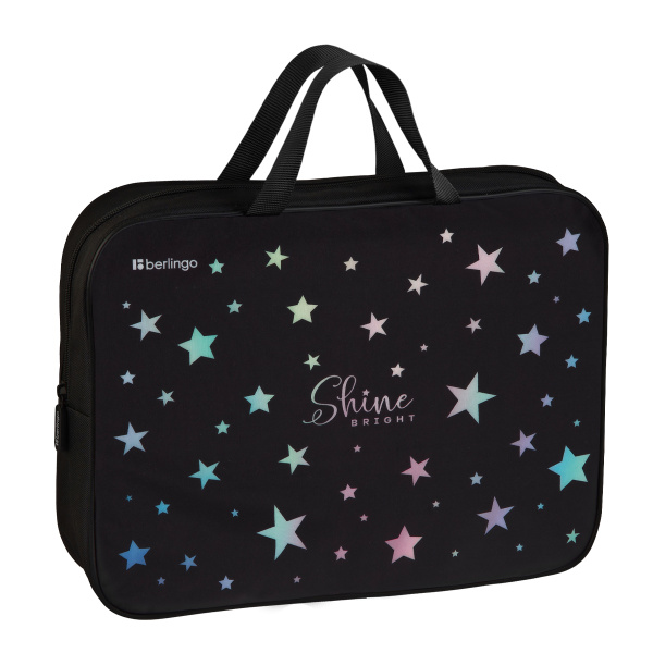 Папка текстильная с ручками 1 отделение, А4 Berlingo "Shine", 350*265*75мм, текстиль, на молнии FB-EXA-1209 390063