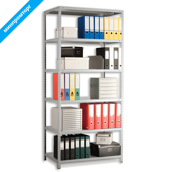 Стеллаж металлический ПРАКТИК "MS" (в2000*ш1000*г300мм), 6 полок MS200/100х30/6 290148