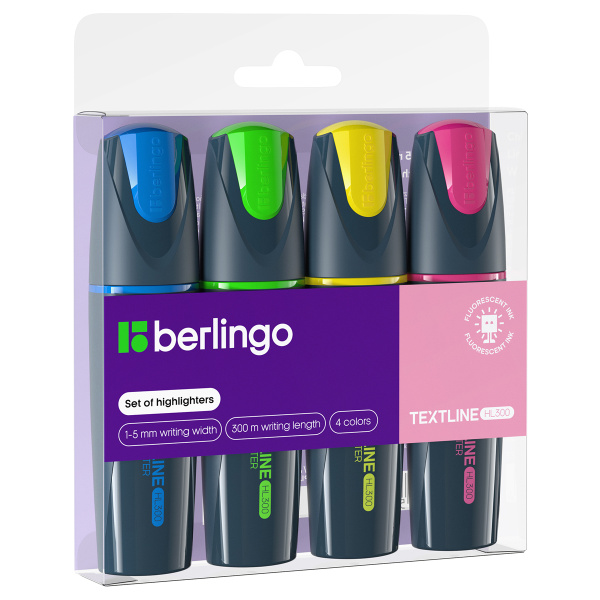 Набор текстовыделителей Berlingo "Textline HL300" 04цв., 1-5мм, европодвес T3020 307914 - МСК «Форвард»