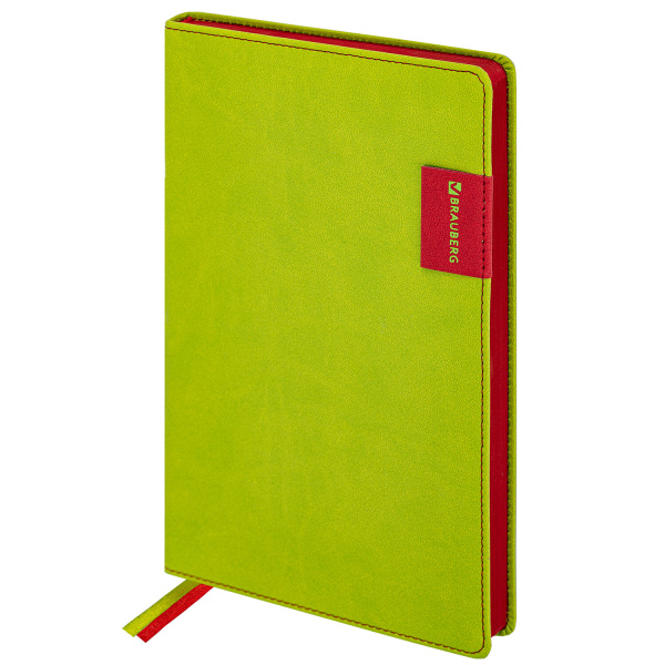Ежедневник недатированный А5 138х213мм BRAUBERG AIM под кожу, 136л, светло-зеленый, 113417