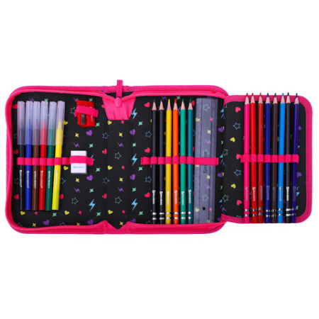 Пенал BRAUBERG с наполнением, 1 отделение, 1 откидная планка, 24 предмета, 21х14 см, "Headphones", 273531 - МСК «Форвард»