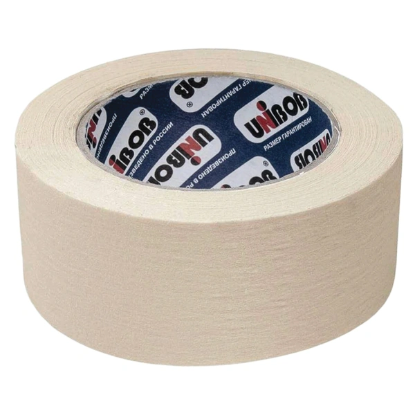 Клейкая лента малярная креппированная 50мм х 50м (реальная длина!), профессиональная, UNIBOB 28139 221259