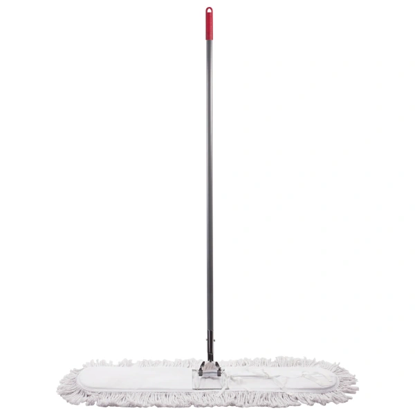 Швабра-рамка 90см, стальной черенок 125см, цельный держатель, МОП с завязками, хлопок, LAIMA, 603603