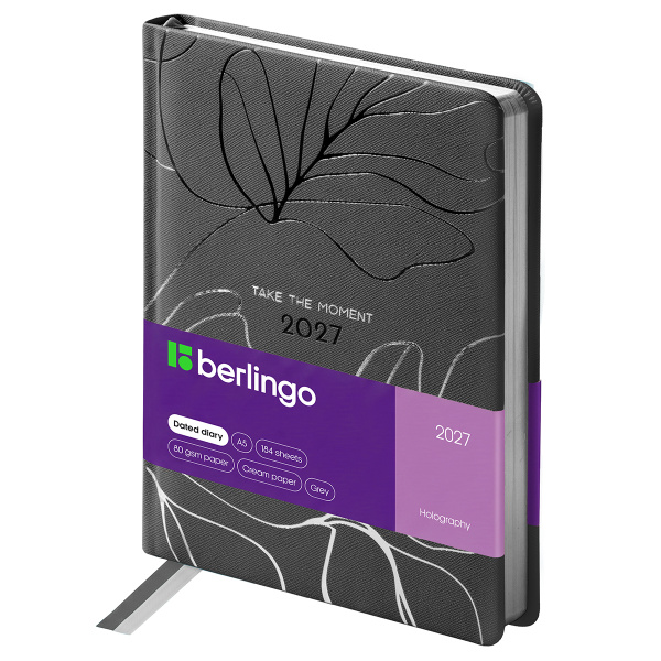 Ежедневник датированный 2027г., А5, Berlingo "Holography", тёмно-серый, 184л., кожзам, DD7_F0031 391440 - МСК «Форвард»
