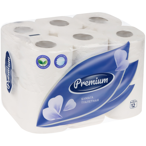 Бумага туалетная OfficeClean "Premium", 3-слойная, 12шт., 17м/рул., тиснение, белая 325792
