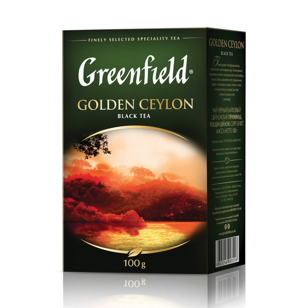 Чай листовой GREENFIELD "Golden Ceylon ОРА" черный цейлонский крупнолистовой 100 г, 0351 620222