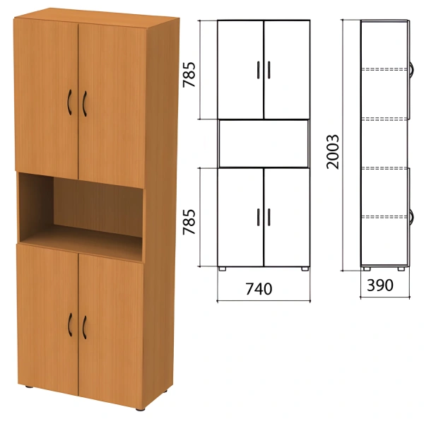 Шкаф полузакрытый "Фея", 740х390х2000мм, цвет орех милан (КОМПЛЕКТ) 980352