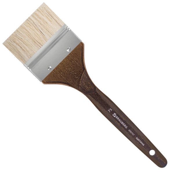 Кисть художественная профессиональная BRAUBERG ART CLASSIC, щетина, флейц, № 75, короткая ручка 2007 200747