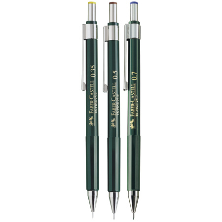 Набор карандашей механических Faber-Castell "TK-Fine 97", HB, 0,35/0,5/0,7мм, пласт. уп., европодвес 136030 290334 - МСК «Форвард»