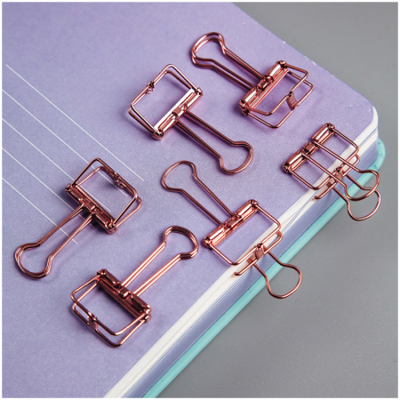 Зажимы для бумаг 19мм, MESHU "Rose Gold", 6шт., пакет с европодвесом MS_41595  328220 - МСК «Форвард»