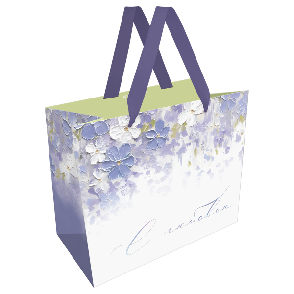 Пакет подарочный 32*26*12см MESHU "Purple flowers", матовая ламинация MS_66206 382347
