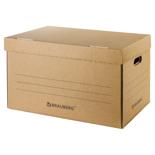 Короб архивный "Делопроизводство" (325х480х295мм), с крышкой, гофрокартон, BRAUBERG, 126523