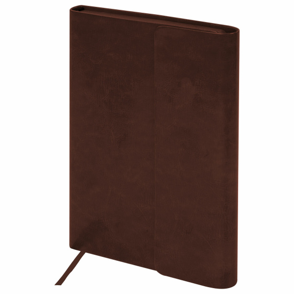 Ежедневник с магнитным клапаном недатированный под кожу А5 коричневый, BRAUBERG Magnetic X, 113280