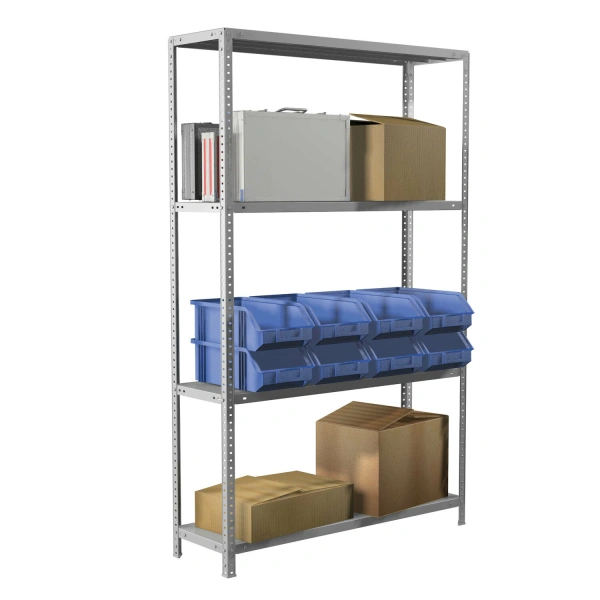 Стеллаж металлический BRABIX MS Plus-185/50-4 (в1850*ш1000*г500мм), 4 полки, регулир. опоры, 291106 